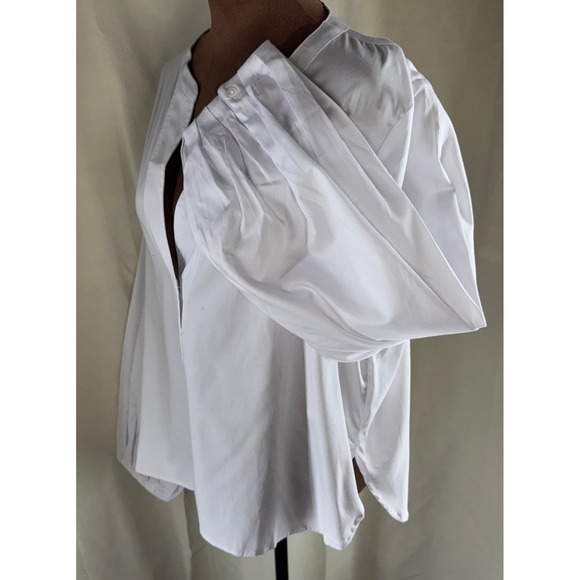 Madewell White‎ Popover Blouse Women's XL Long Sleeve V-Neck Cotton Blend NWT - Picture 3 of 9